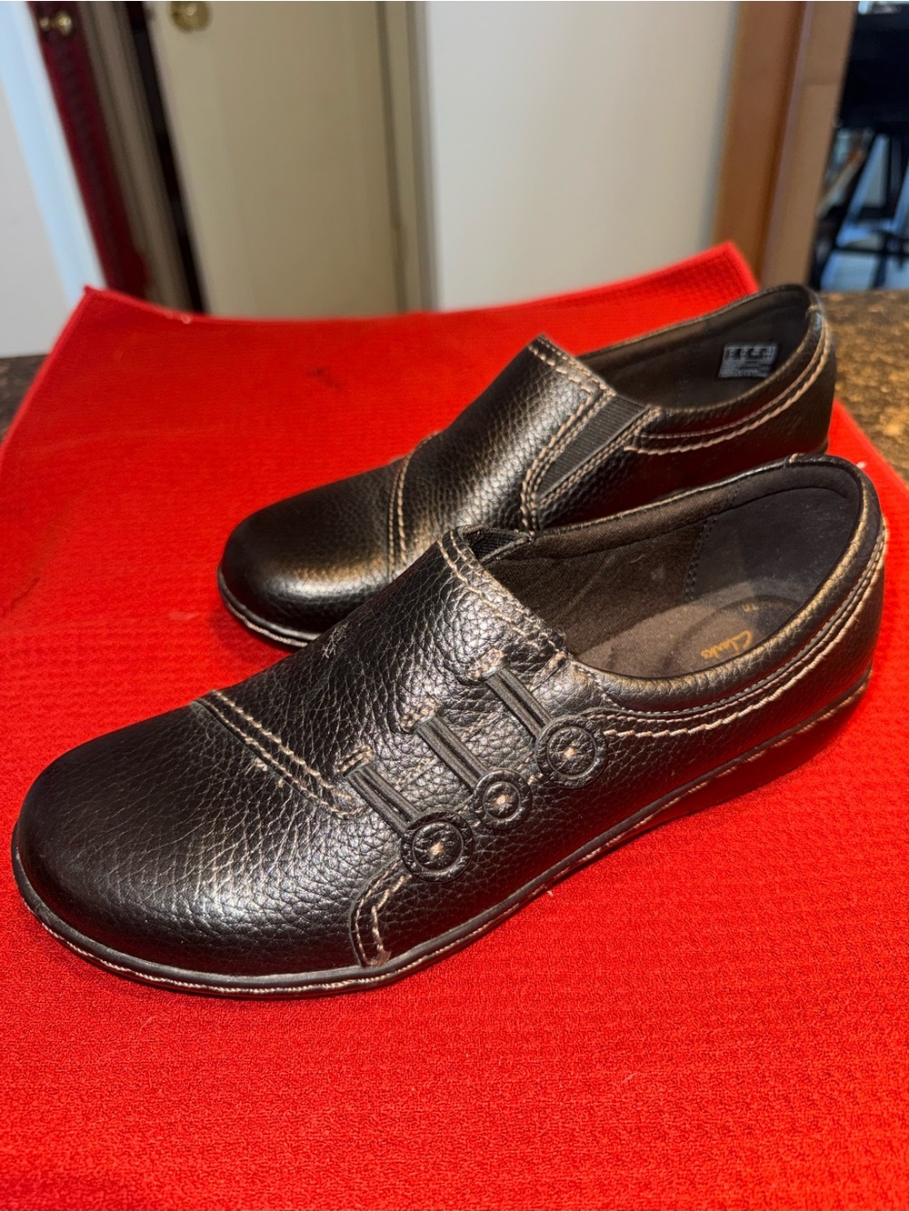 Clarks Collection Cheyn Madi Loafers Black Tumbled Leather Womens 8.5 M Slip On